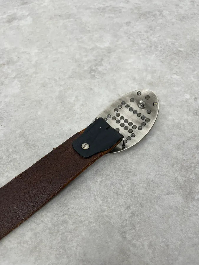 AW2004 Dolce & Gabbana Futuristic Buckle Brown Leather Belt SHJtIhv 6