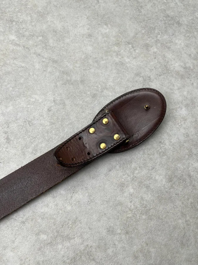 AW2004 Dolce & Gabbana Futuristic Buckle Brown Leather Belt VCyINCn 6