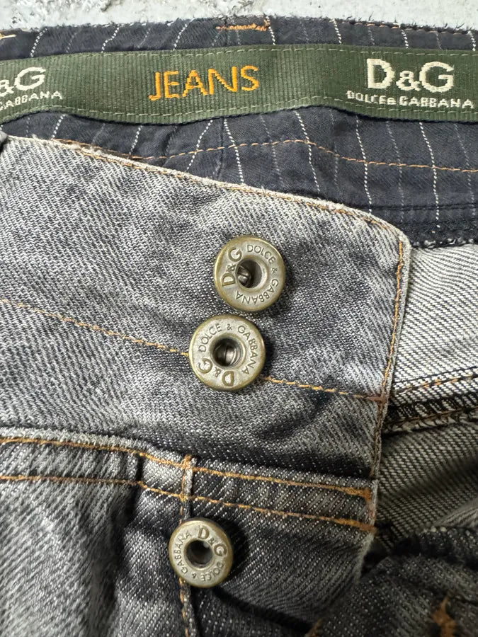 AW2004 Dolce & Gabbana Grey Asymmetrical Cargo Denim Jeans IiXQBSF 5