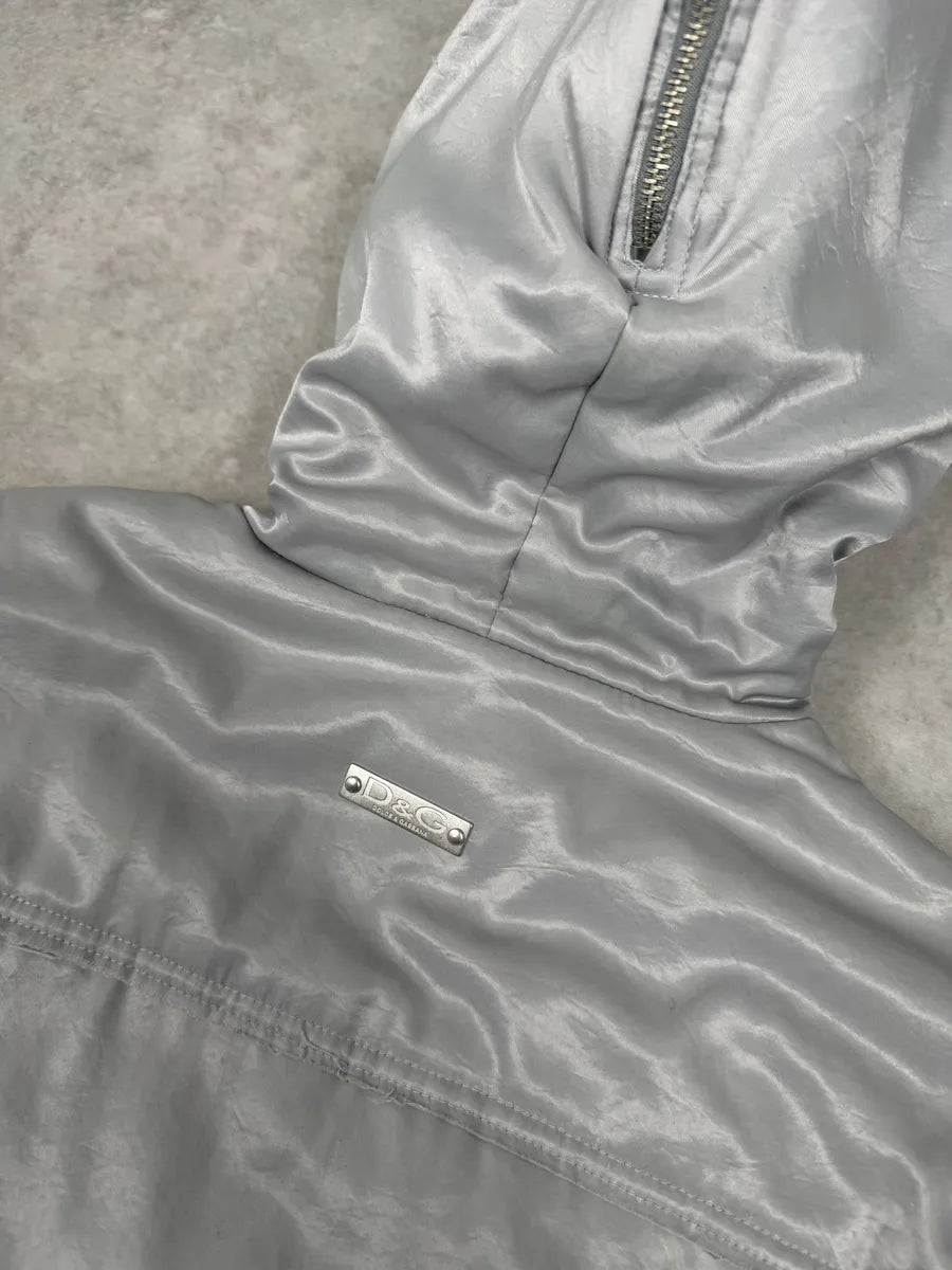 AW2004 Dolce & Gabbana Grey Aviator Patchwork Bomber Jacket qhaWPfo 10