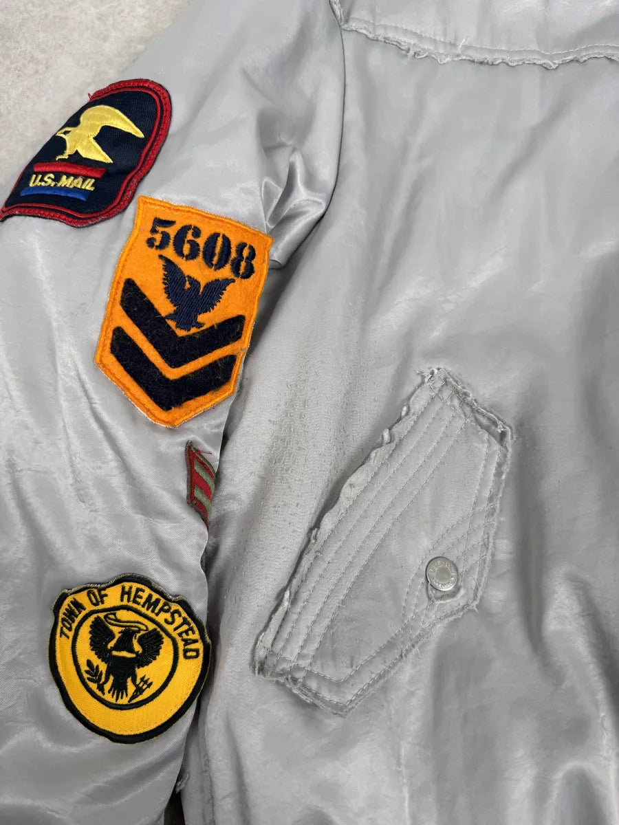 AW2004 Dolce & Gabbana Grey Aviator Patchwork Bomber Jacket qhaWPfo 12