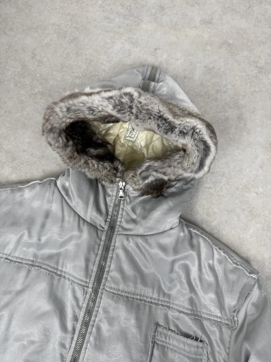 AW2004 Dolce & Gabbana Grey Aviator Patchwork Bomber Jacket qhaWPfo 13