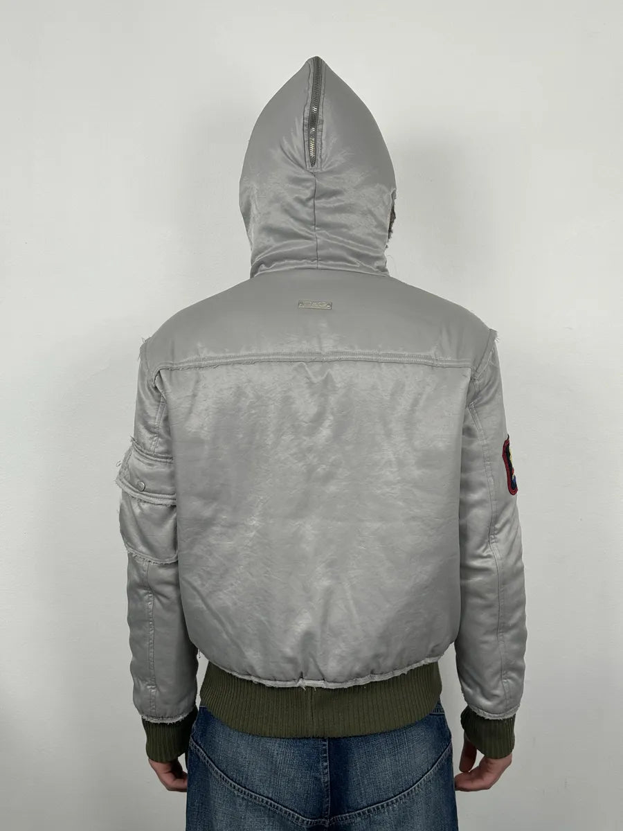AW2004 Dolce & Gabbana Grey Aviator Patchwork Bomber Jacket qhaWPfo 3