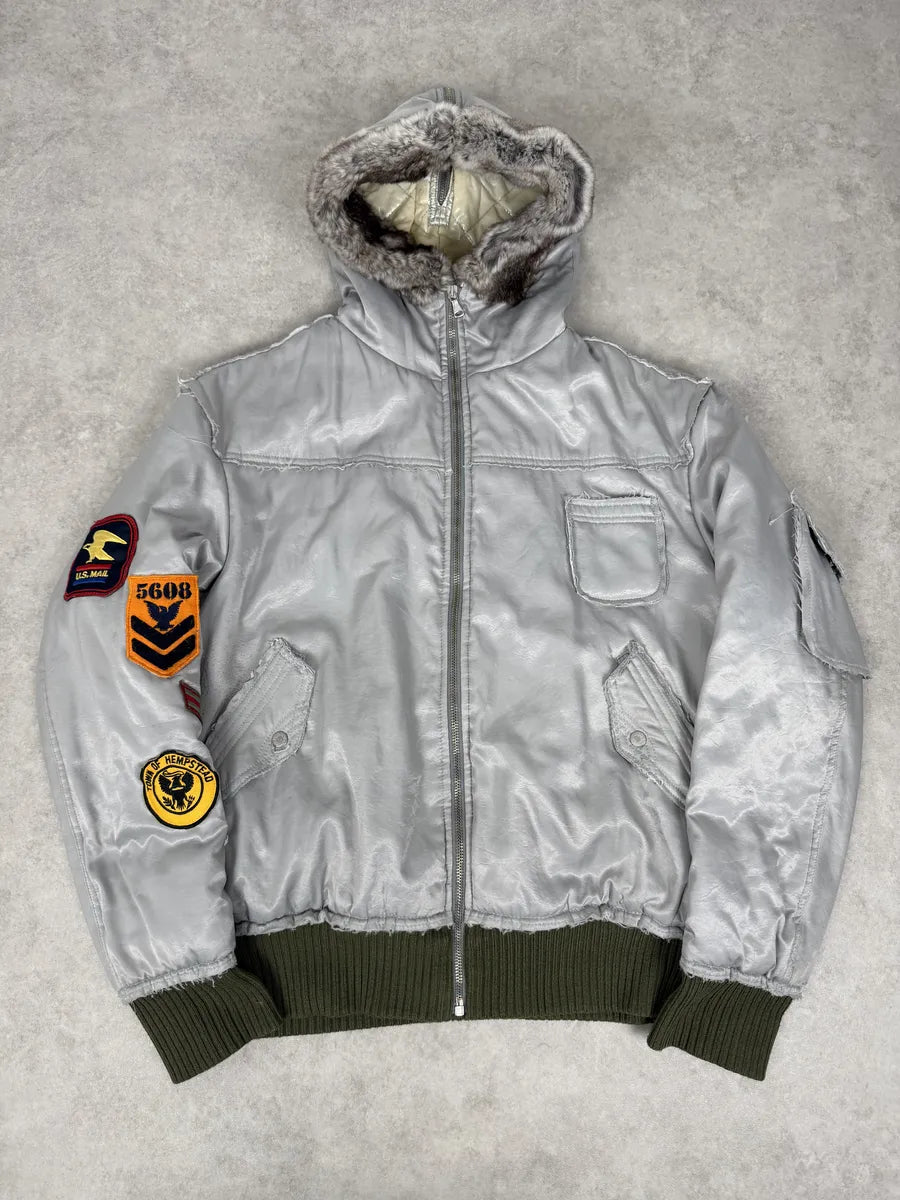 AW2004 Dolce & Gabbana Grey Aviator Patchwork Bomber Jacket qhaWPfo 6