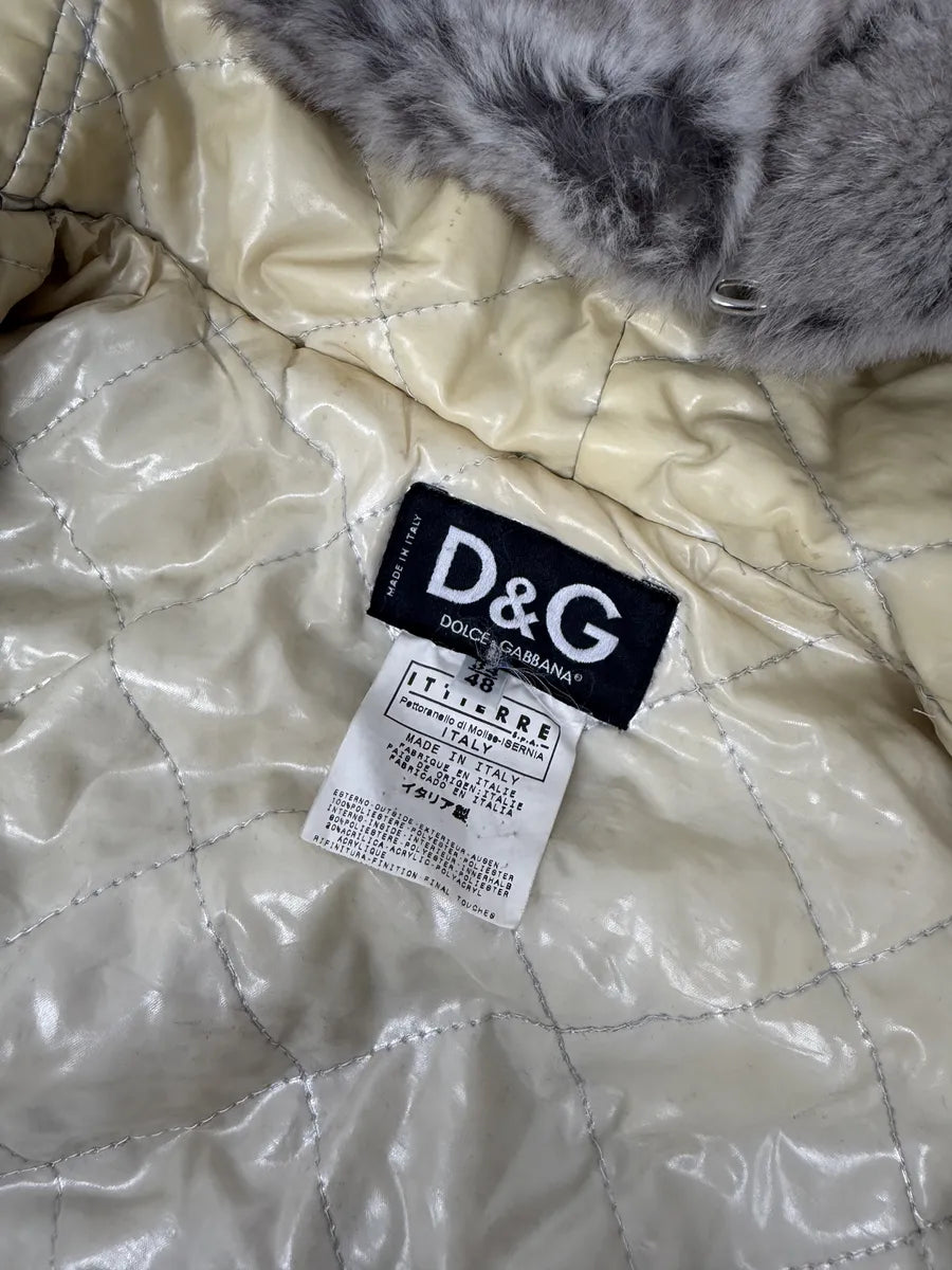 AW2004 Dolce & Gabbana Grey Aviator Patchwork Bomber Jacket qhaWPfo 9