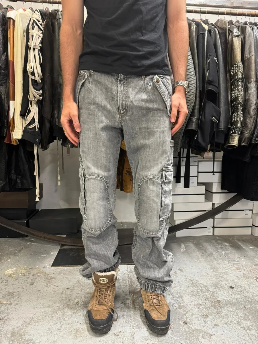AW2004 Dolce & Gabbana Grey Cargo Double Knee Denim Jeans PiTrUxE 0