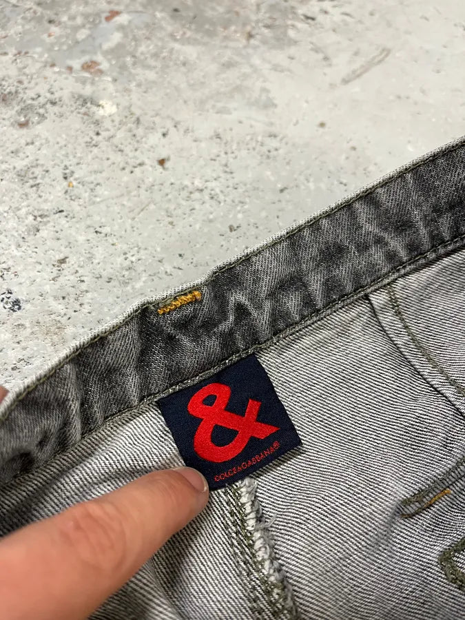 AW2004 Dolce & Gabbana Grey Cargo Double Knee Denim Jeans PiTrUxE 10