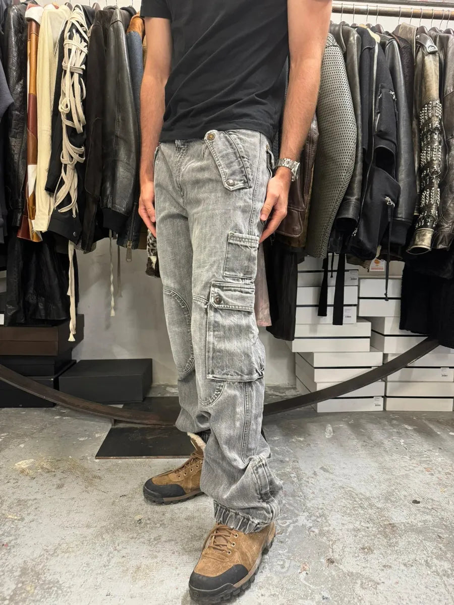 AW2004 Dolce & Gabbana Grey Cargo Double Knee Denim Jeans PiTrUxE 2