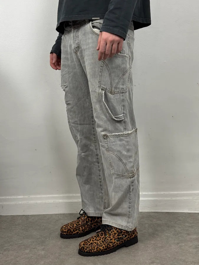 AW2004 Dolce & Gabbana Grey Distressed Multipocket Denim Jeans JemkKzs 2