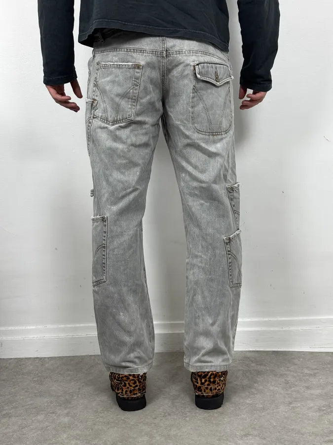 AW2004 Dolce & Gabbana Grey Distressed Multipocket Denim Jeans JemkKzs 3