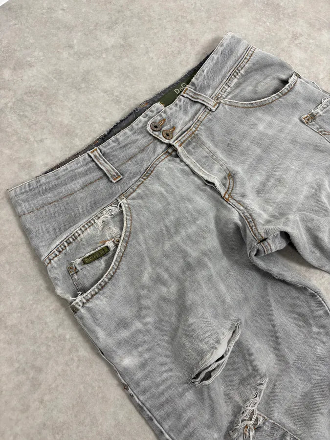 AW2004 Dolce & Gabbana Grey Distressed Multipocket Denim Jeans JemkKzs 5