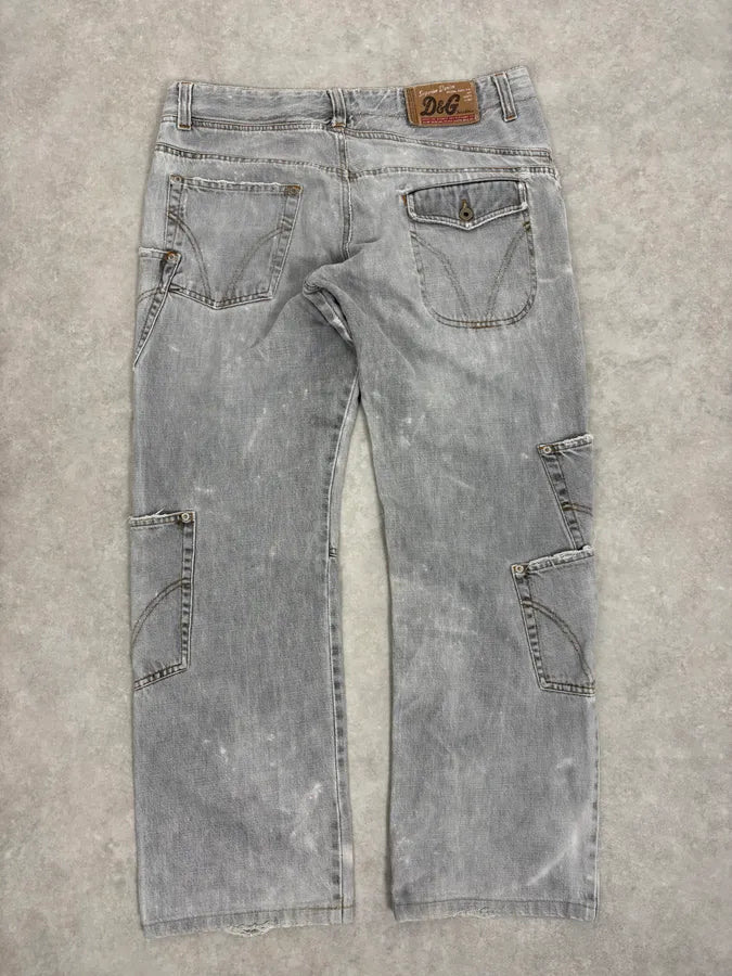 AW2004 Dolce & Gabbana Grey Distressed Multipocket Denim Jeans JemkKzs 6