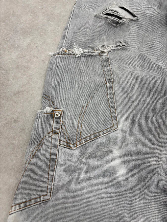AW2004 Dolce & Gabbana Grey Distressed Multipocket Denim Jeans JemkKzs 9