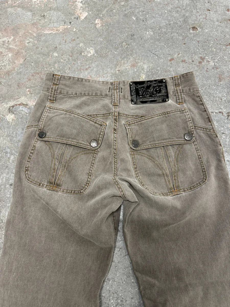 AW2004 Dolce & Gabbana Grey Velvet Pants (S) 2