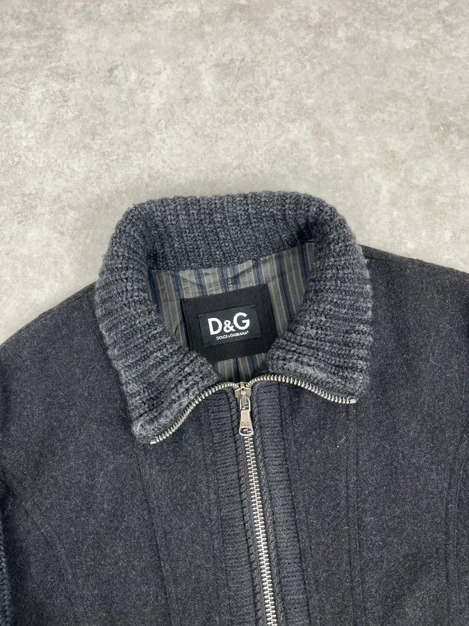 AW2004 Dolce & Gabbana Grey Wool Zip-up Jacket zmPSRoo 4