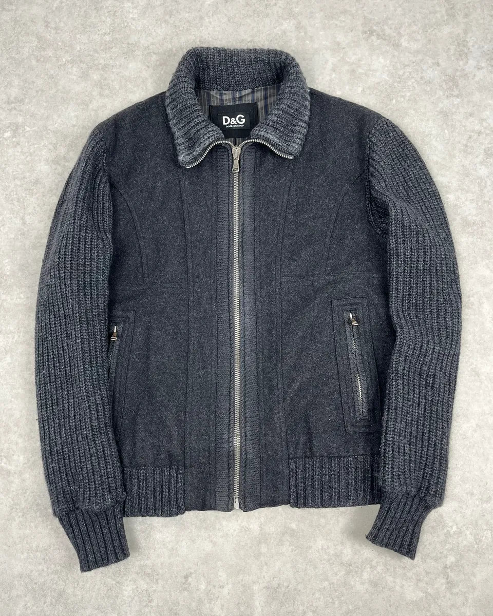 AW2004 Dolce & Gabbana Grey Wool Zip-up Jacket zmPSRoo 3
