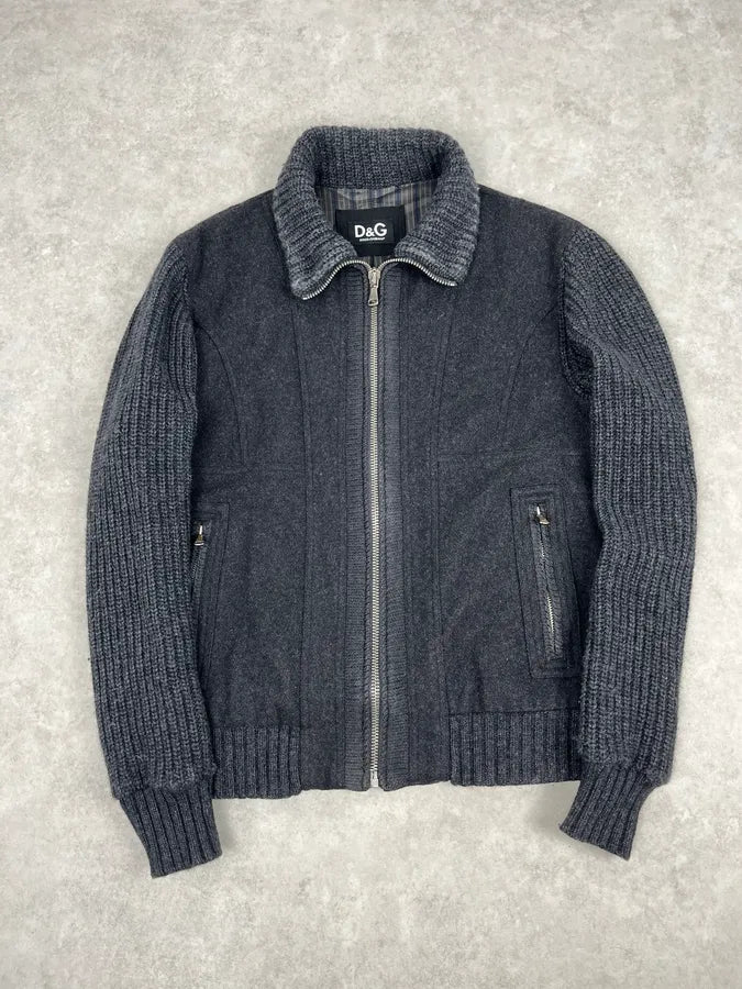 AW2004 Dolce & Gabbana Grey Wool Zip-up Jacket zmPSRoo 0