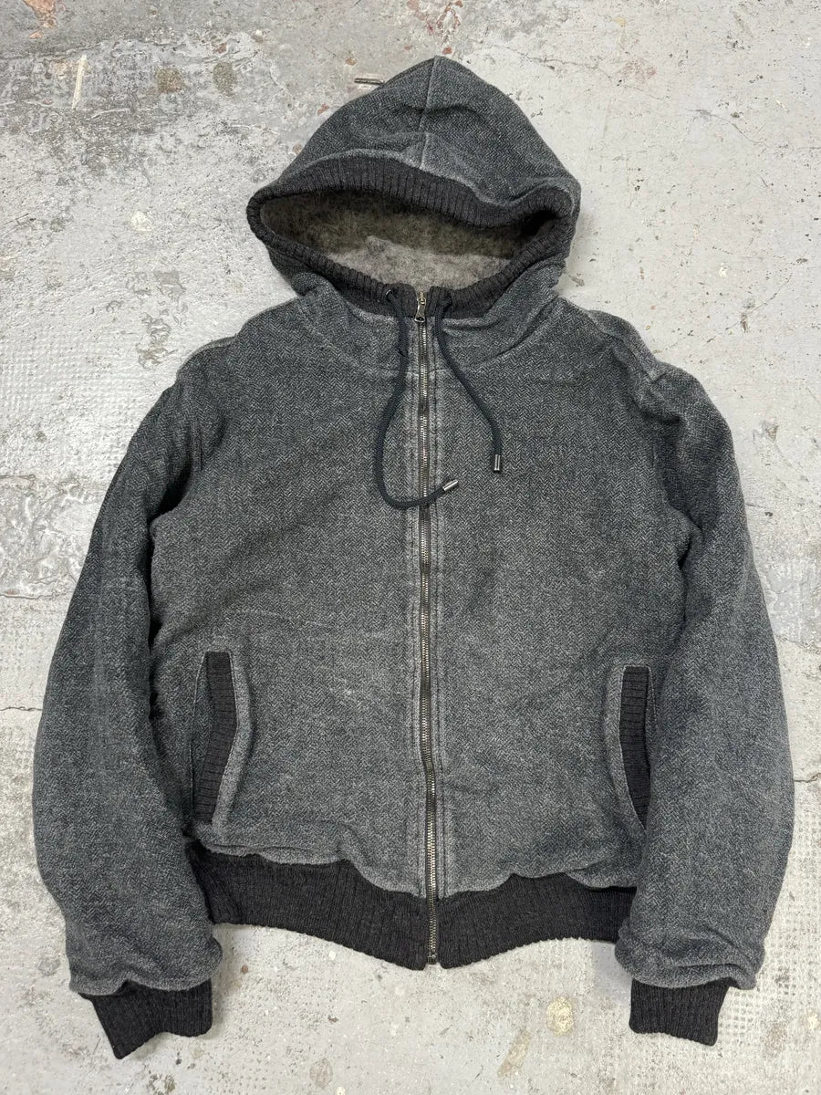 AW2004 Dolce & Gabbana Grey Zip-up Wool Hoodie ctiQHhf 0