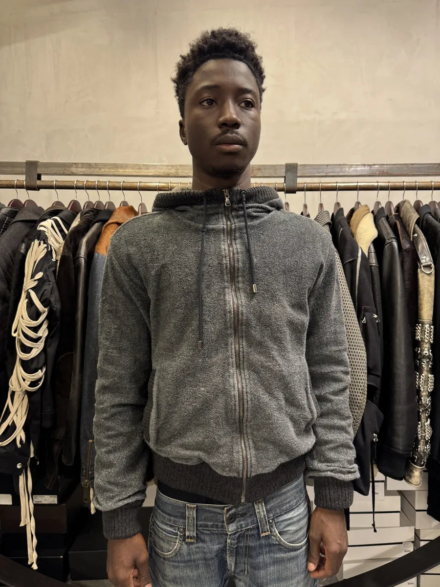 AW2004 Dolce & Gabbana Grey Zip-up Wool Hoodie ctiQHhf 1