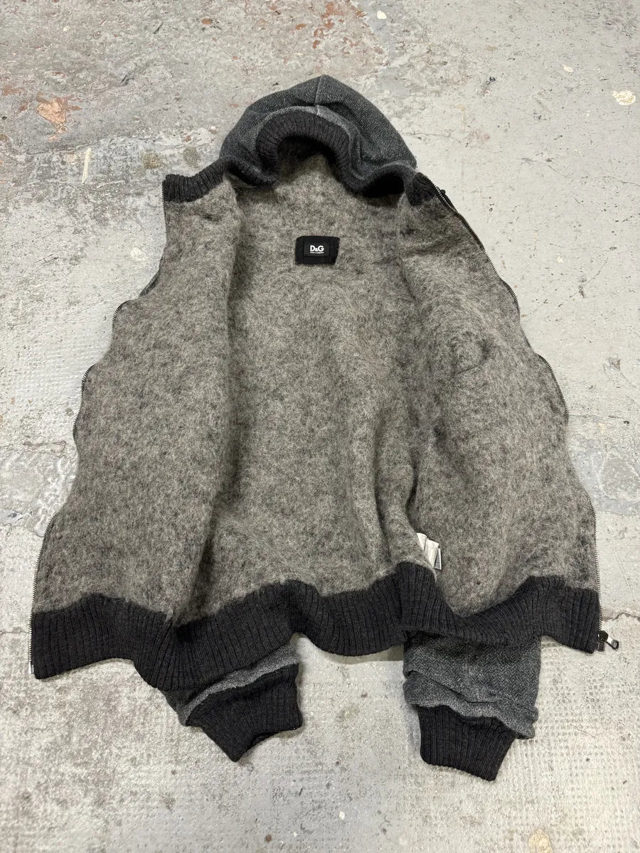 AW2004 Dolce & Gabbana Grey Zip-up Wool Hoodie ctiQHhf 5