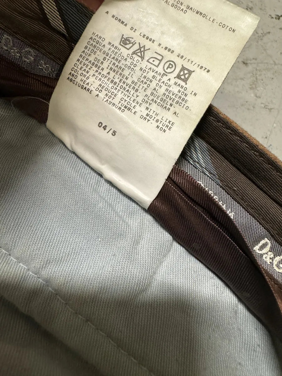 AW2004 Dolce & Gabbana Hybrid Brown Velvet Blue Distressed Denim Jeans NqXHQyj 10