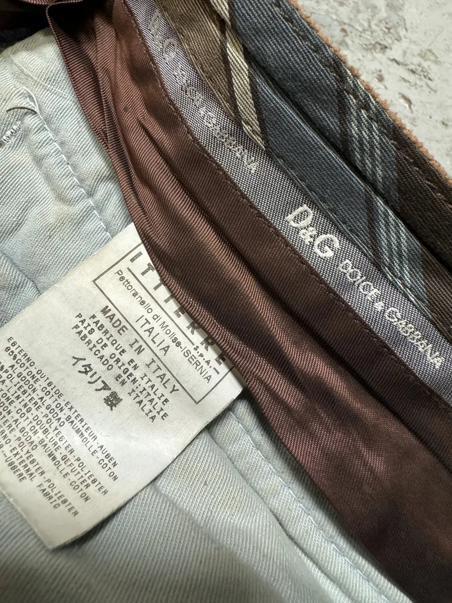 AW2004 Dolce & Gabbana Hybrid Brown Velvet Blue Distressed Denim Jeans NqXHQyj 11