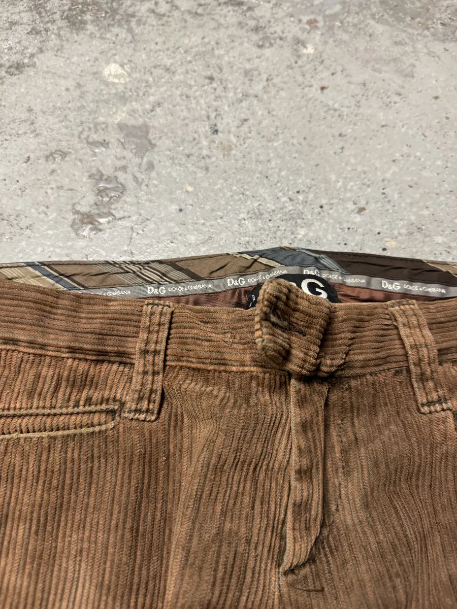 AW2004 Dolce & Gabbana Hybrid Brown Velvet Blue Distressed Denim Jeans NqXHQyj 5