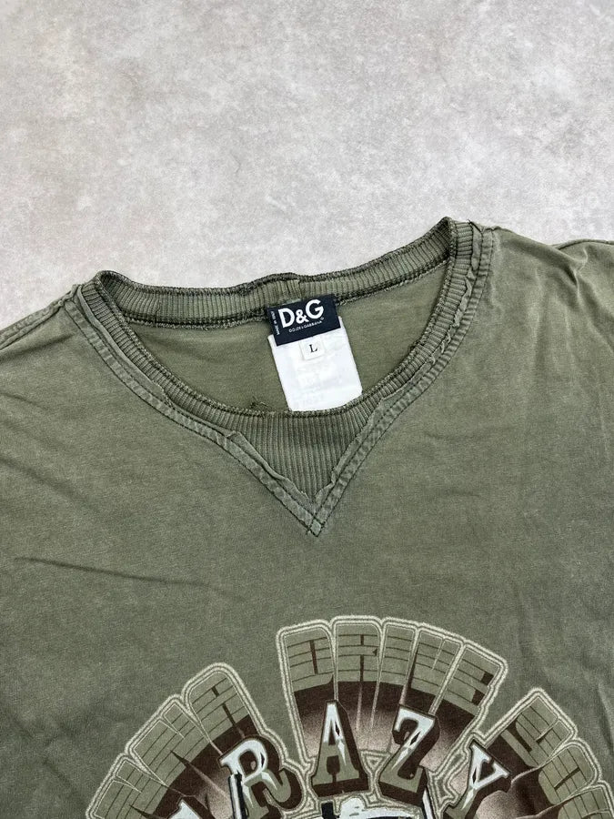 AW2004 Dolce & Gabbana Khaki Cotton Graphic Longsleeves XsizOof 4
