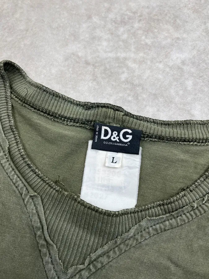 AW2004 Dolce & Gabbana Khaki Cotton Graphic Longsleeves XsizOof 7