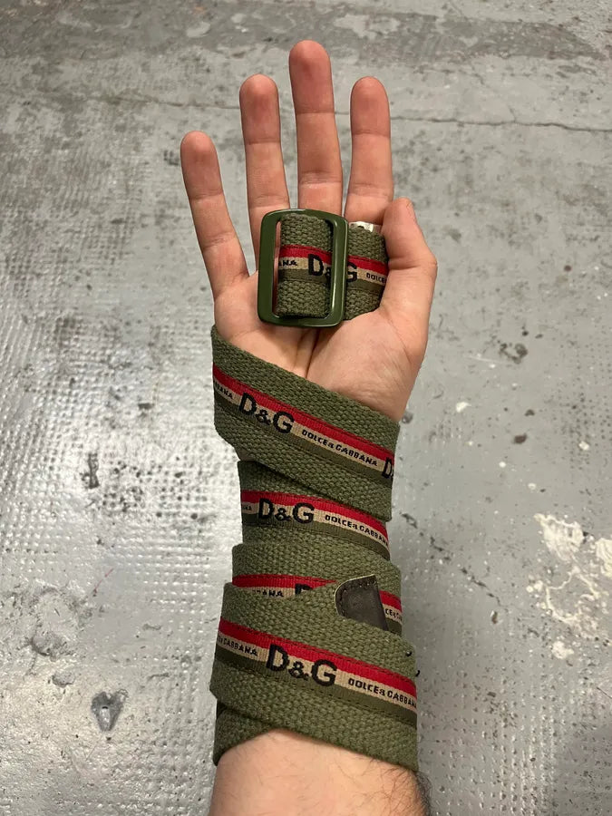 AW2004 Dolce & Gabbana Khaki Military Canva Belt rpcObxm 0