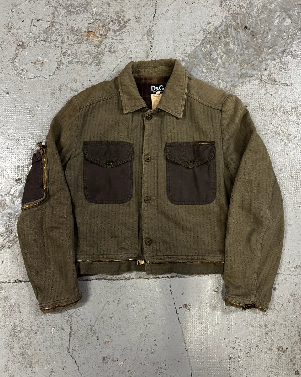 AW2003 Dolce & Gabbana  Khaki Multi-Zip Cargo Jacket LuvQDaW 1
