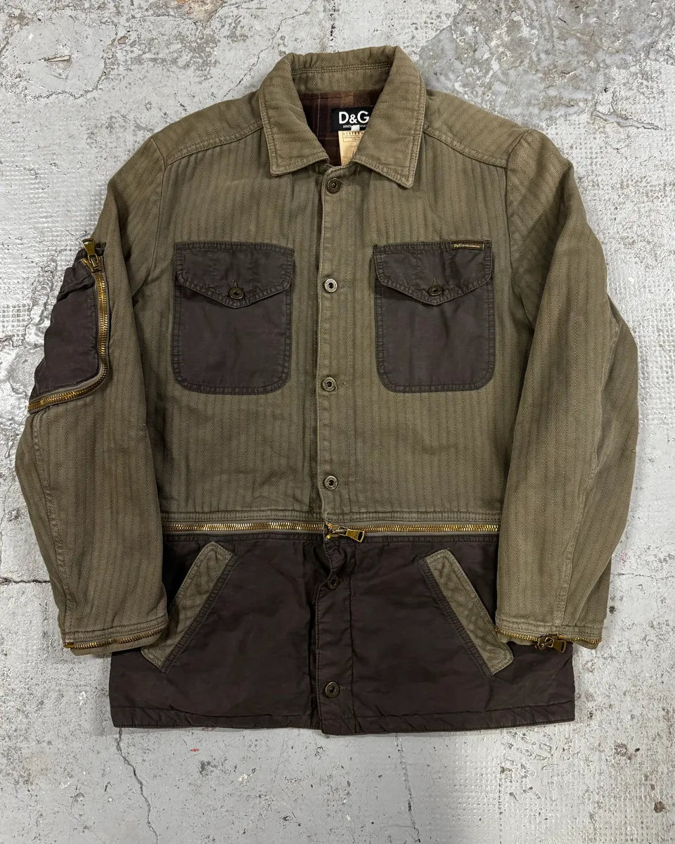 AW2003 Dolce & Gabbana  Khaki Multi-Zip Cargo Jacket LuvQDaW 0