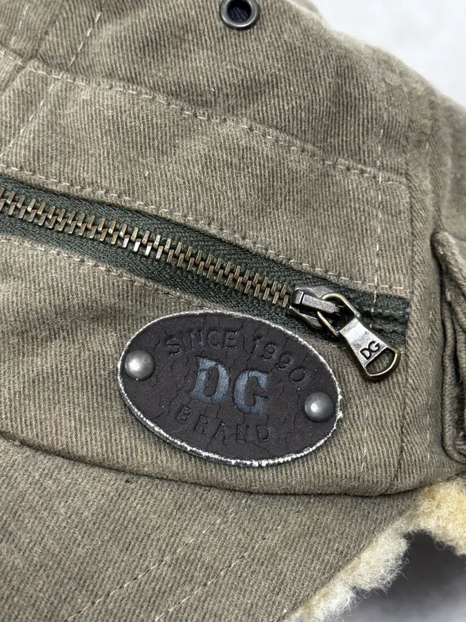 AW2004 Dolce & Gabbana Khaki Shearling Cap UEdlOMe 8