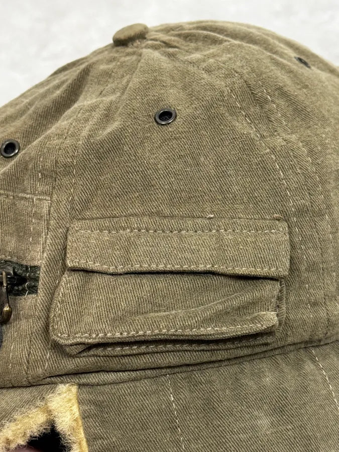 AW2004 Dolce & Gabbana Khaki Shearling Cap UEdlOMe 7