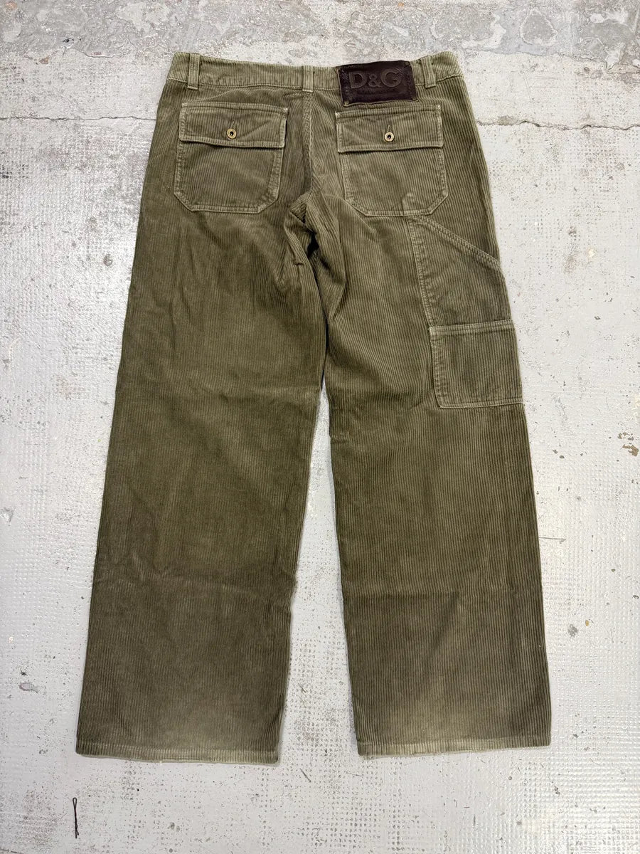 AW2004 Dolce & Gabbana Khaki Velvet Cargo Pants TbMdgar 1