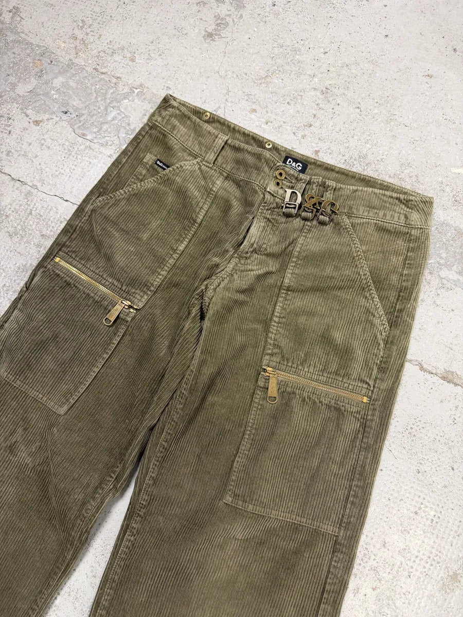 AW2004 Dolce & Gabbana Khaki Velvet Cargo Pants TbMdgar 2