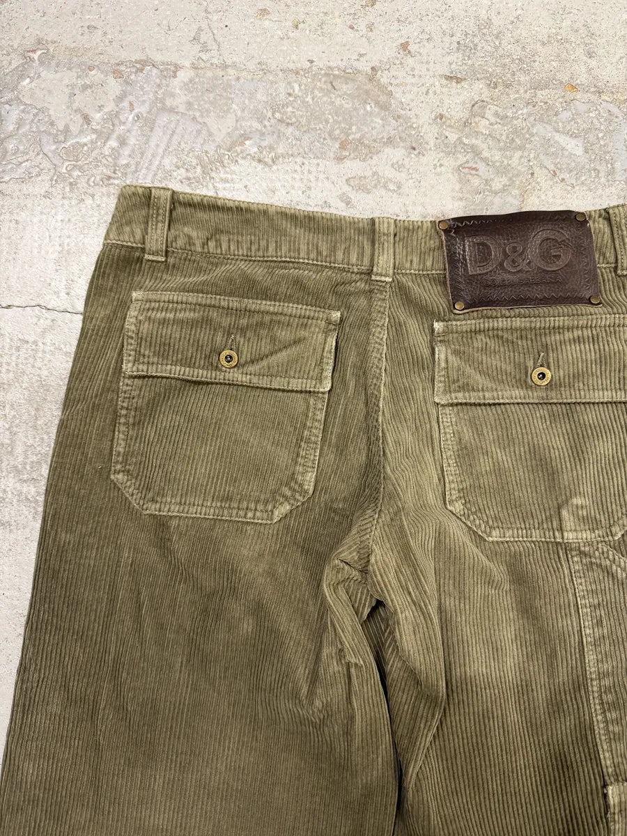 AW2004 Dolce & Gabbana Khaki Velvet Cargo Pants TbMdgar 3