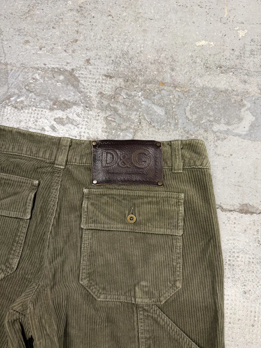 AW2004 Dolce & Gabbana Khaki Velvet Cargo Pants TbMdgar 4