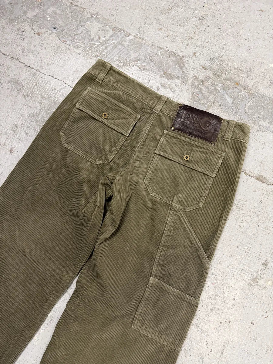 AW2004 Dolce & Gabbana Khaki Velvet Cargo Pants TbMdgar 5
