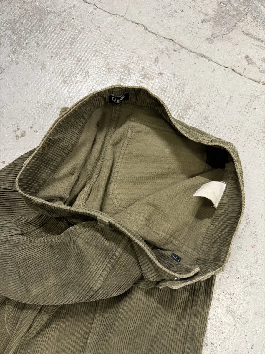 AW2004 Dolce & Gabbana Khaki Velvet Cargo Pants TbMdgar 6