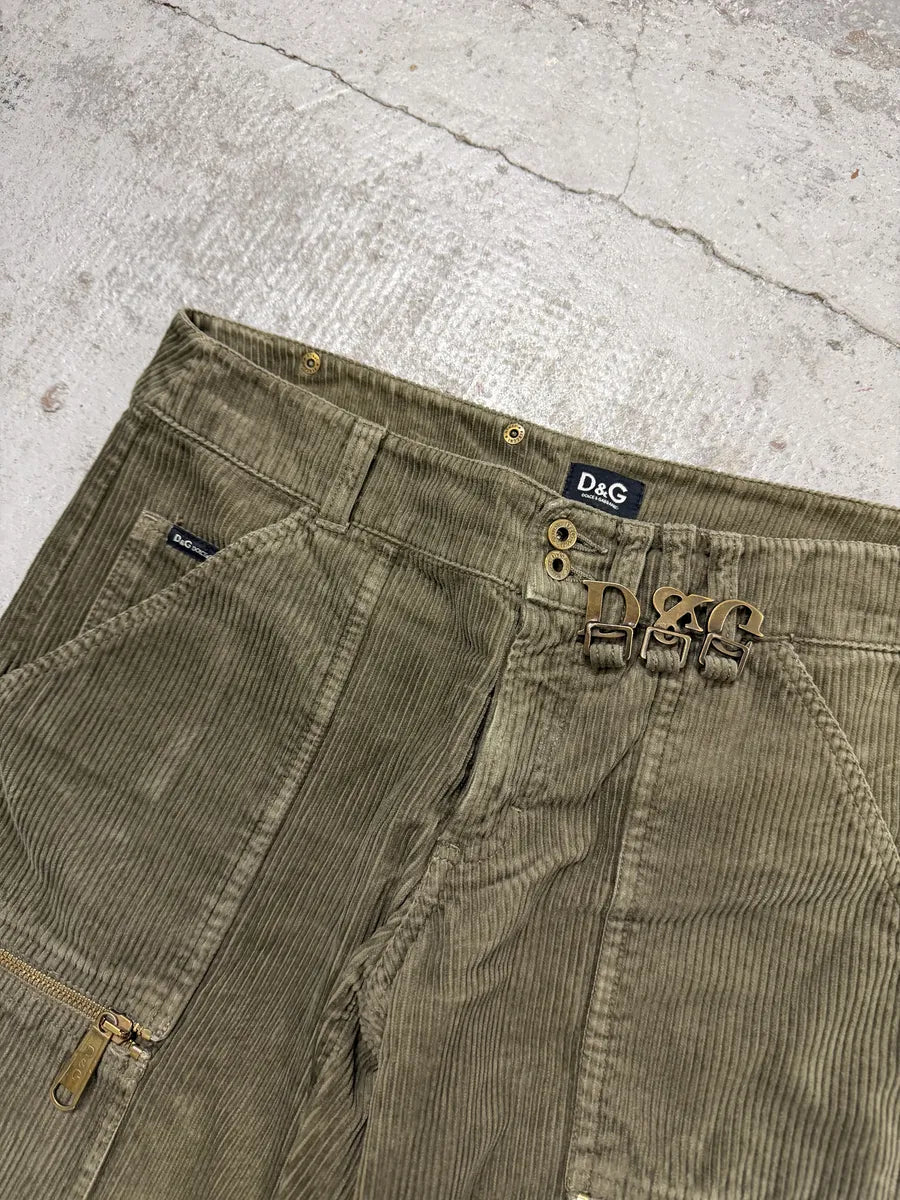 AW2004 Dolce & Gabbana Khaki Velvet Cargo Pants TbMdgar 7
