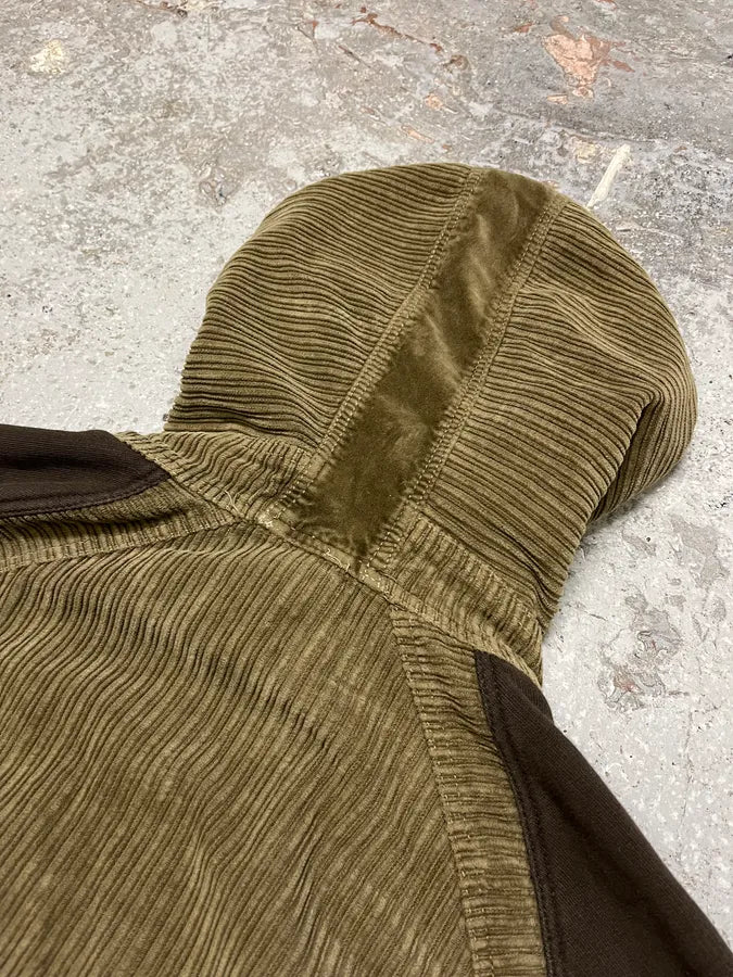 AW2004 Dolce & Gabbana Khaki Velvet Hooded Zip-up Sweater (M/L) PGdbvkE 10