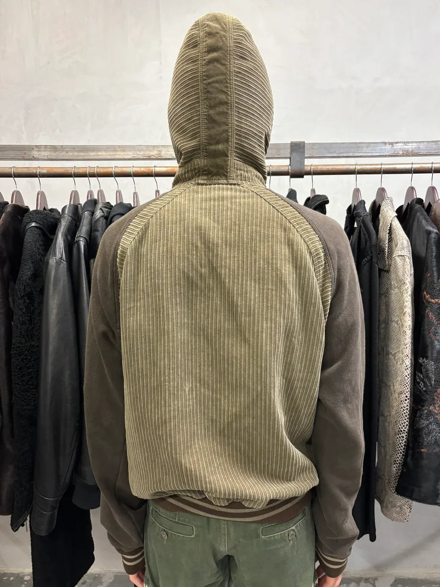 AW2004 Dolce & Gabbana Khaki Velvet Hooded Zip-up Sweater (M/L) PGdbvkE 2