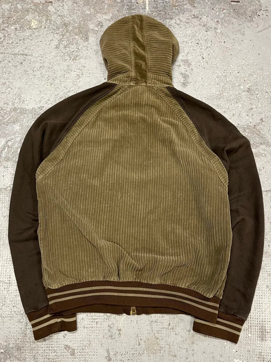 AW2004 Dolce & Gabbana Khaki Velvet Hooded Zip-up Sweater (M/L) PGdbvkE 3