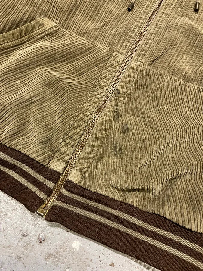 AW2004 Dolce & Gabbana Khaki Velvet Hooded Zip-up Sweater (M/L) PGdbvkE 7