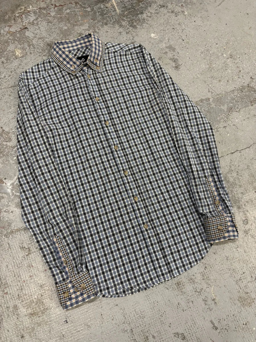AW2004 Dolce & Gabbana Layered Collar Blue Western Checkered Shirt PalOXra 3