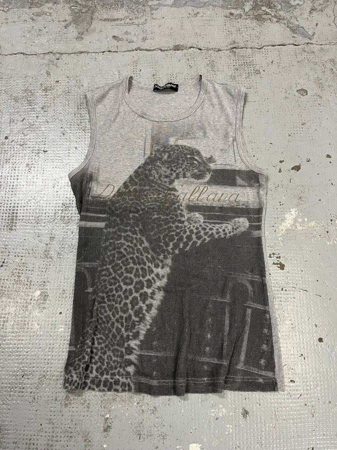 AW2004 Dolce & Gabbana Leopard Grey Tank Top fbPjDjl 0