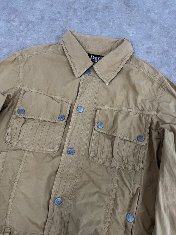 AW2004 Dolce & Gabbana Light Beige Military Utility Jacket YOayKDk 4