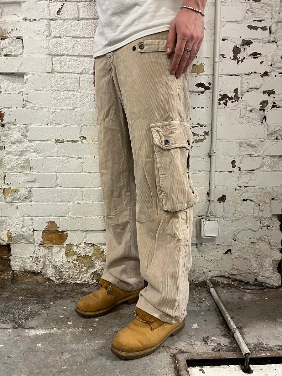 AW2004 Dolce & Gabbana Multi-Pocket Corduroy Beige Cargo Pants pXRAWBx 2