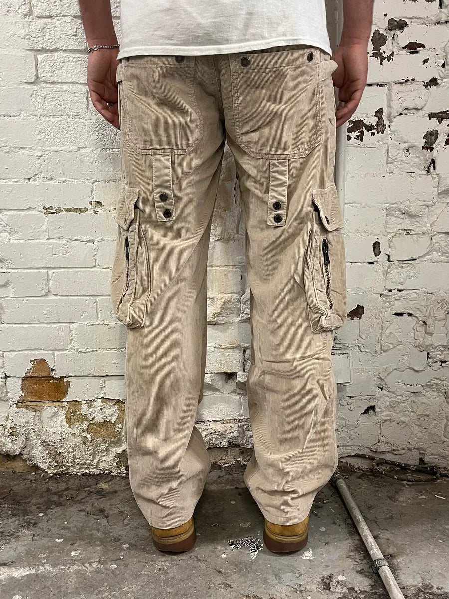 AW2004 Dolce & Gabbana Multi-Pocket Corduroy Beige Cargo Pants pXRAWBx 3